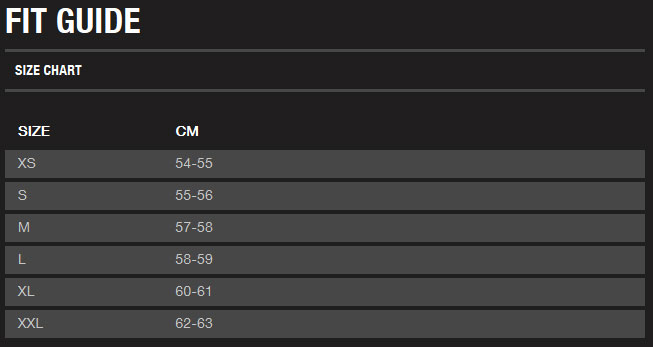 Bell Vortex Helmet Sizing Chart