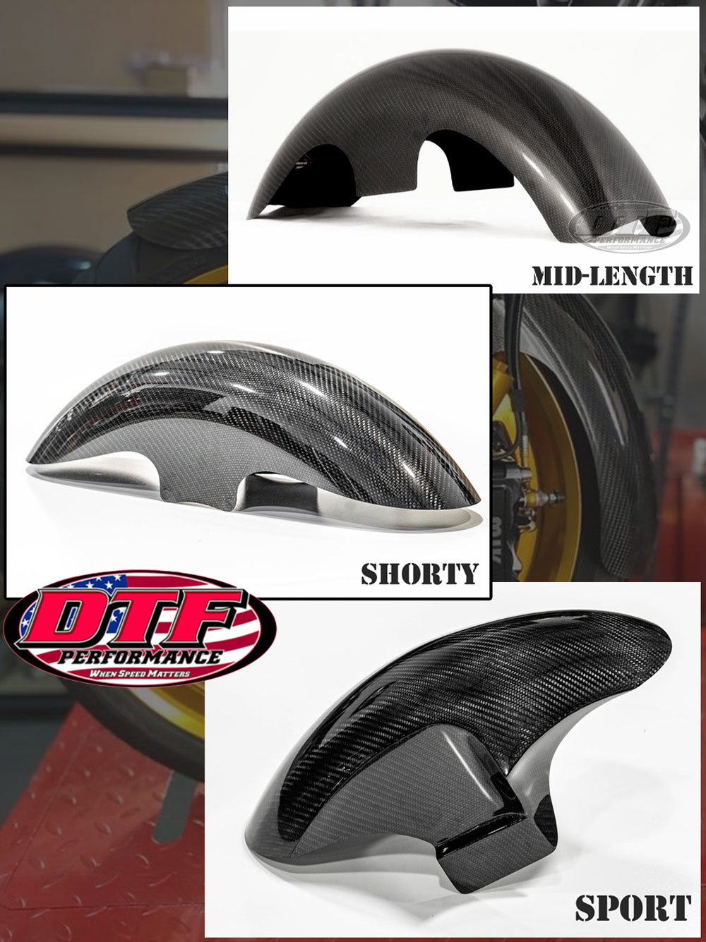 DTF Performance Carbon Fiber Front Fenders for Harley Touring Models