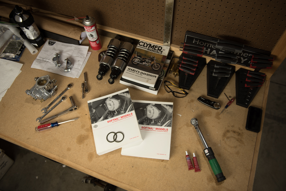 Harley Davidson Tools on Work Bench