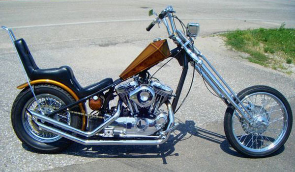 Modern Harley Sportster Chopper with Coffin Tank Springer Forks