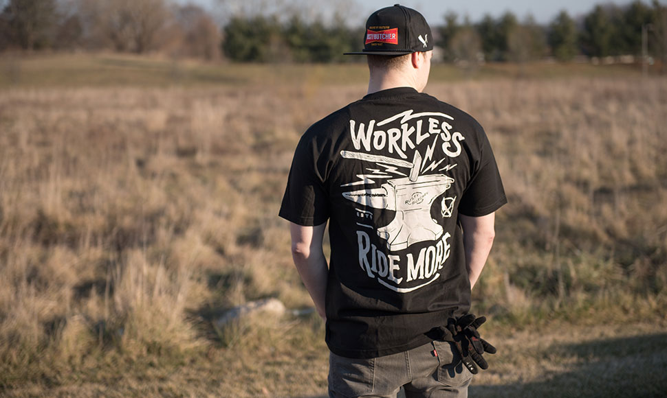 Rusty Butcher Work Less Ride More T-Shirt
