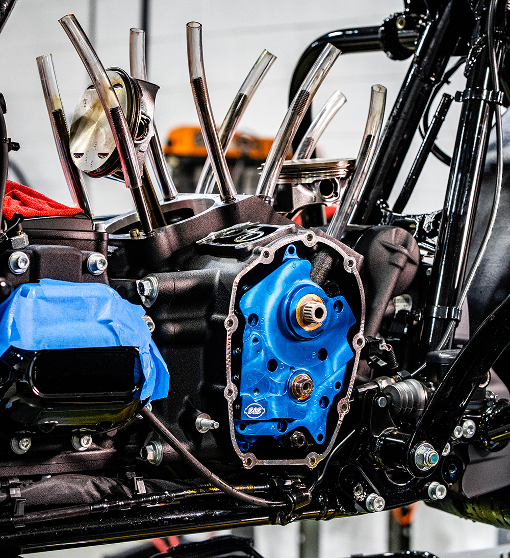 S&S Cam Plate Installed 2020 Harley Road Glide - Get Lowered Cycles
