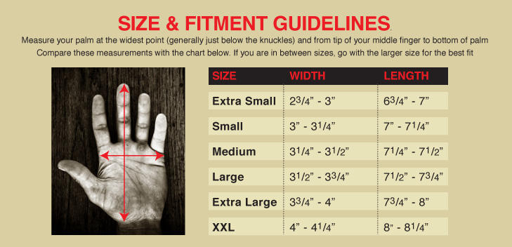 Work Glove Size Chart